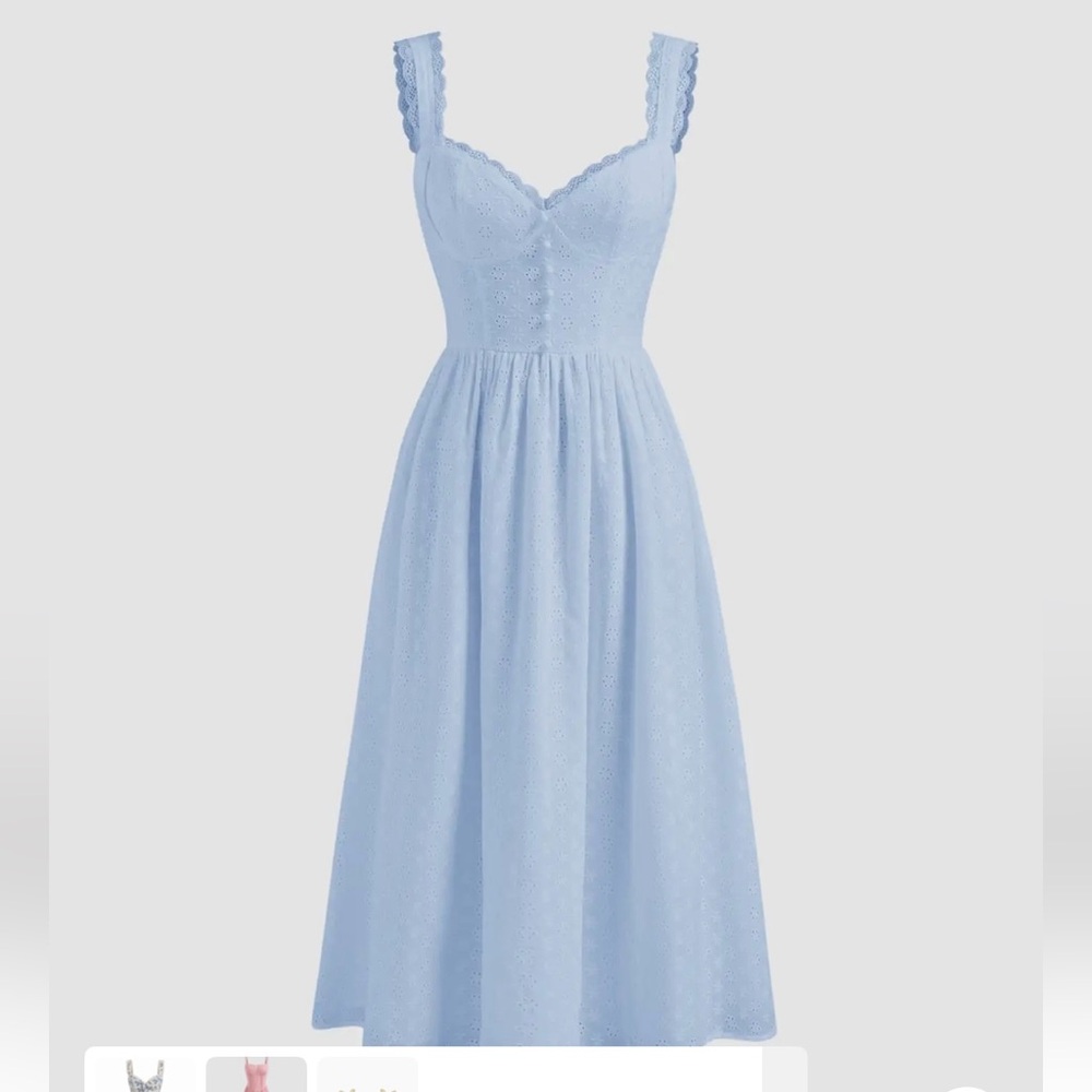 **NWT** Cider Sky Blue Eyelet Midi Dress